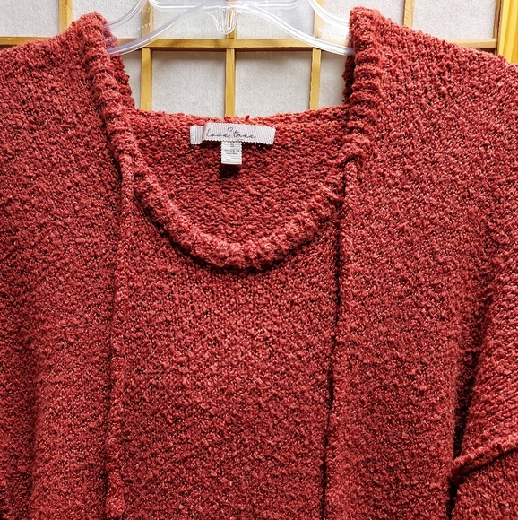 🍁 Love Tree rust red fuzzy "inside out" style hoodie women's S/M - Picture 2 of 3